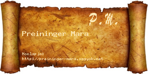 Preininger Mara névjegykártya
